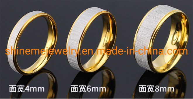 Fashion Jewelry Silver Jewelry Stainless Steel Jewelry Brushed Ring Gold Plating Finger Ring for Men and Women SSR2057