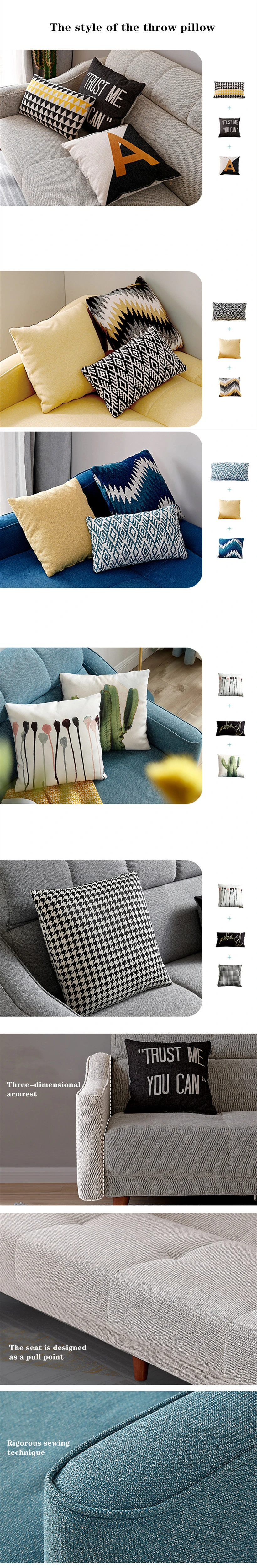 Simple Japanese Style Nordic Small Family Three or Four People in Row# Sofa Apartment Rental Room Balcony Cloth #Sofa 0142-6