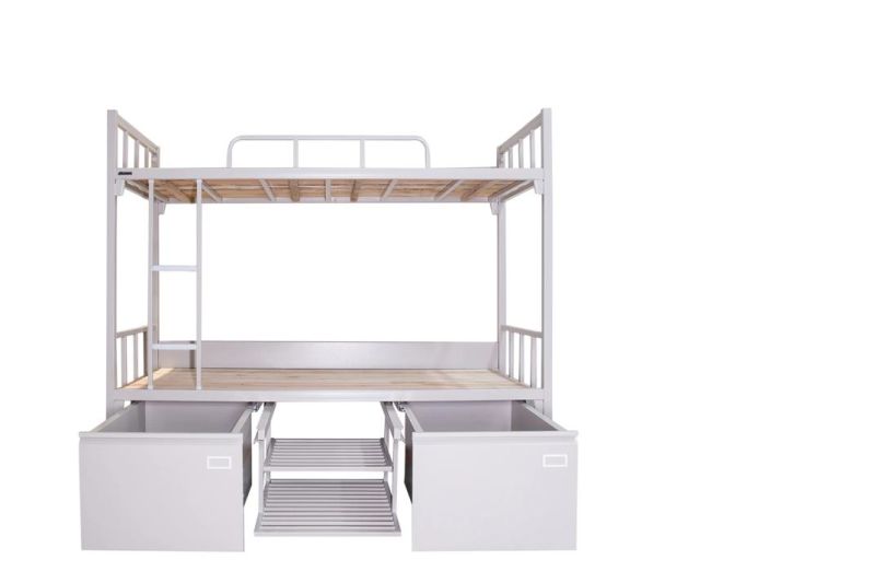 Military School Dormitory Steel Frame Bunk Beds with Slide and Stairs