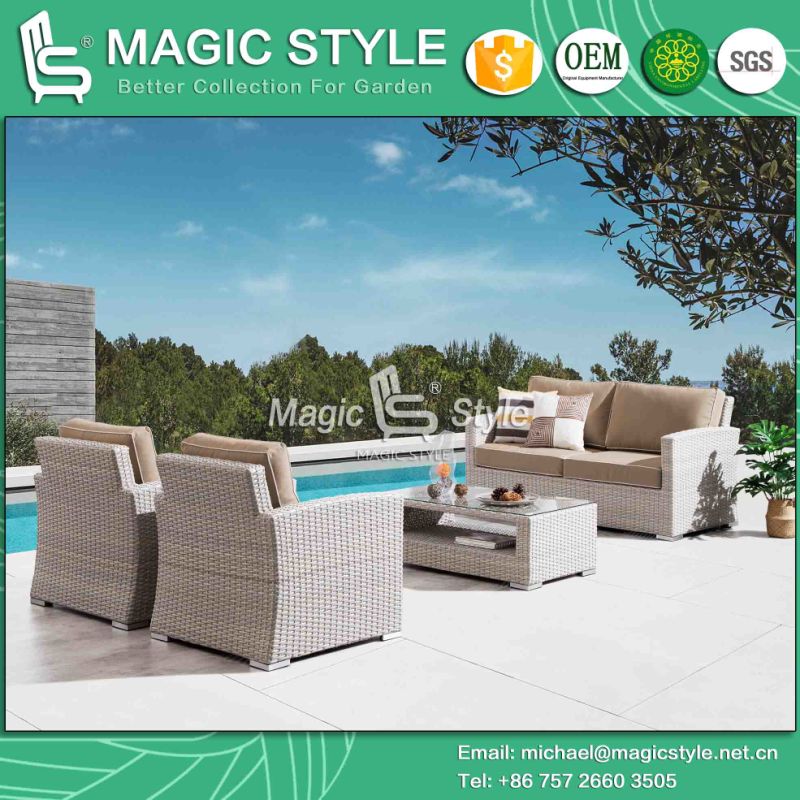 Rattan Wicker Sofa with Sunproof Cushion Outdoor Wicker 2-Seat Sofa Patio Single Sofa Leisure Sofa Set Garden Furnituer