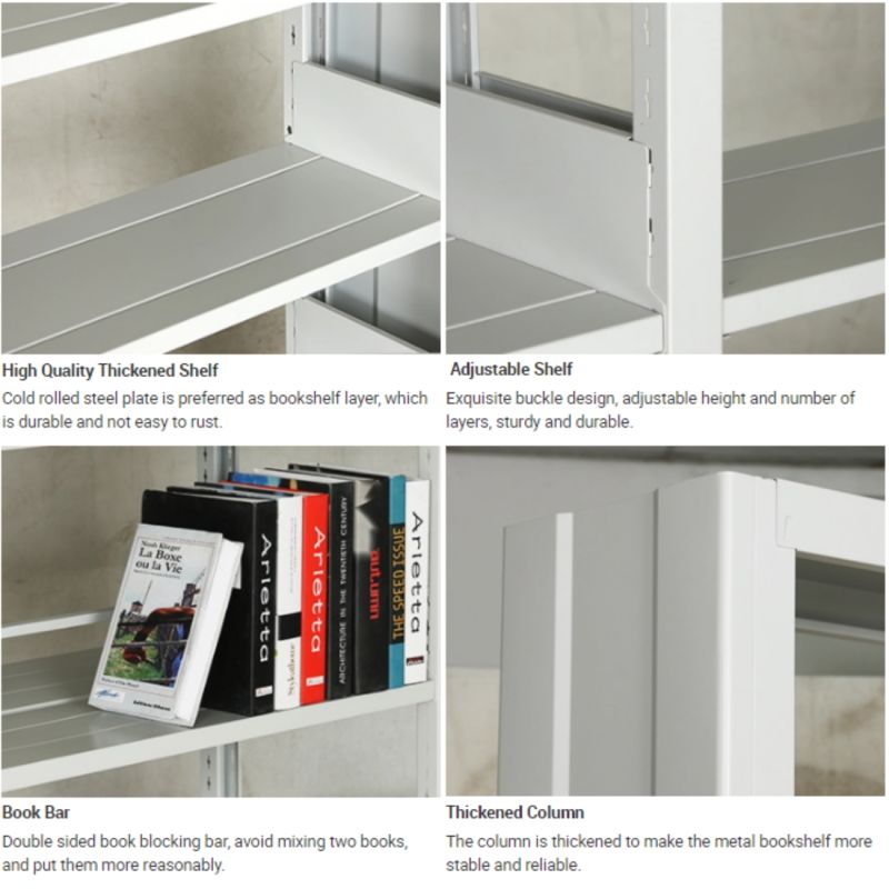 Furniture Double-Sided Steel-Wood Bookshelf for Library/Book Shelf/Office