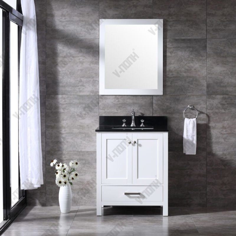 White Cabinet with Black Granite Bathroom Vanity
