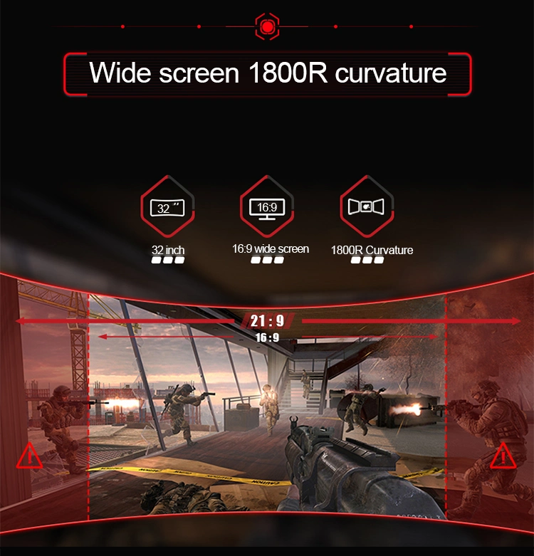 Hdr UHD 1080P 2K 32 Inch Computer 144 Hz Gaming Monitor 144Hz Curved Gaming PC Monitor