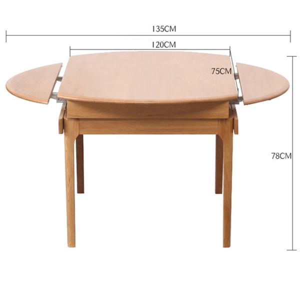 Dining Room Foldable Solid Wood Stretch Round Dining Table