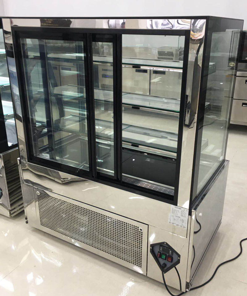 Tempered Glass Cake Showcase Square Glass Cake Display Counter 1200mm Supermarket Showcase Refrigerator