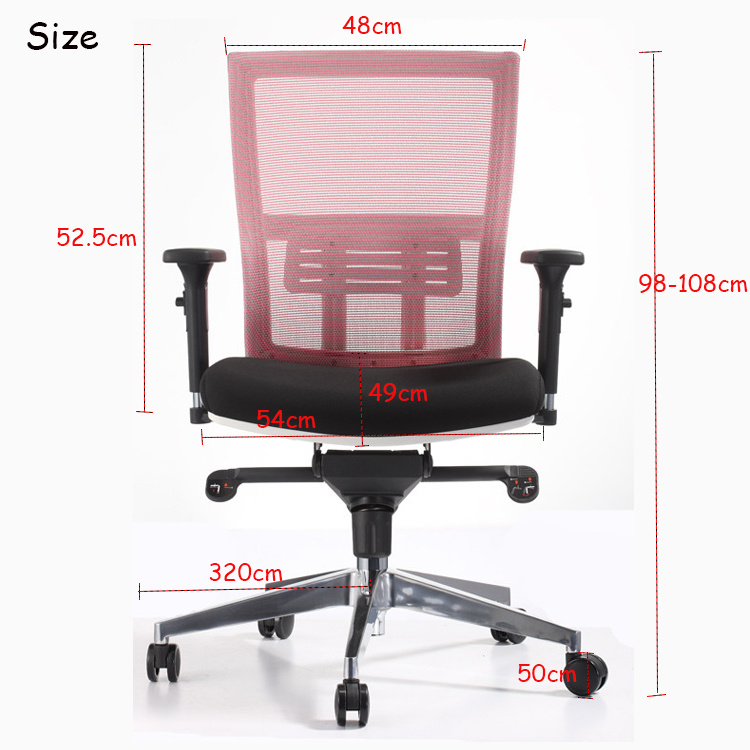 White Nylon Back Frame Office Mesh Chairs with Lock-Tilt Mechanism