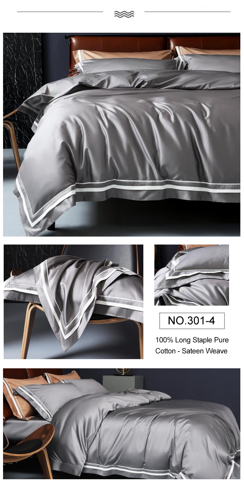 Manufacturer Single Bed 3PCS Bedding Set Good Quality 1000 Thread Count