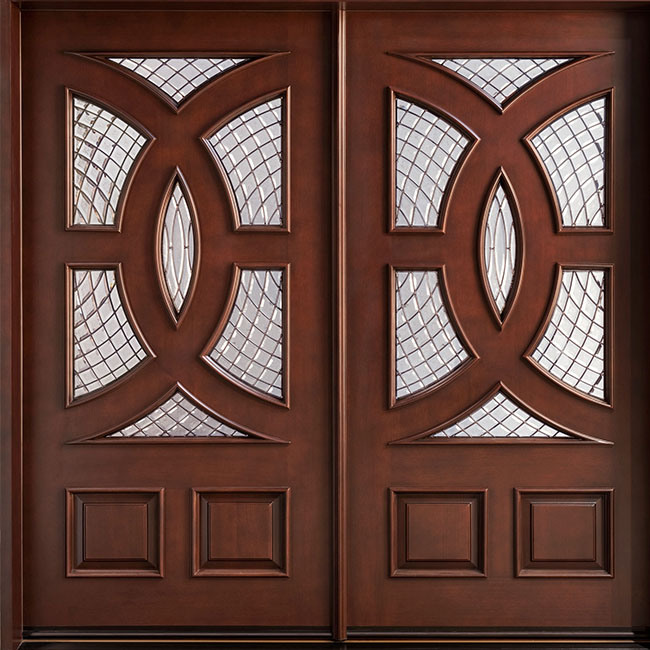 Hardwood Doors Double Doors Wood Front Doors with Glass