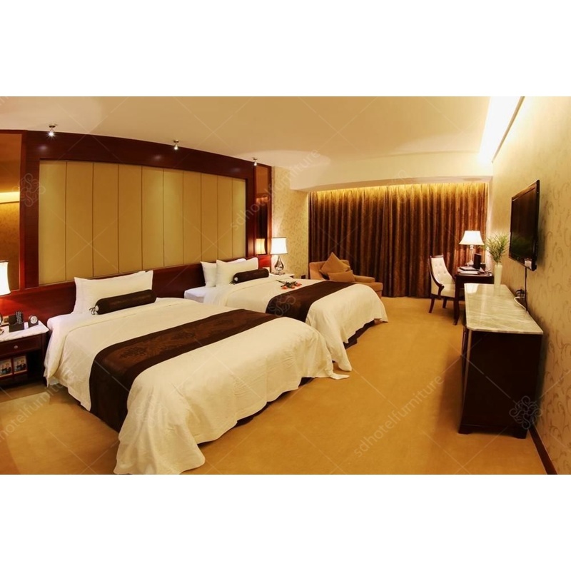 Simple Design 5 Star Hotel Furniture Double Bed Size Hotel