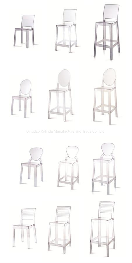 Wholesale Modern Party Resin Bar Stool High Chair Transparent Acrylic Chair Kartell Bar & Counter Stool