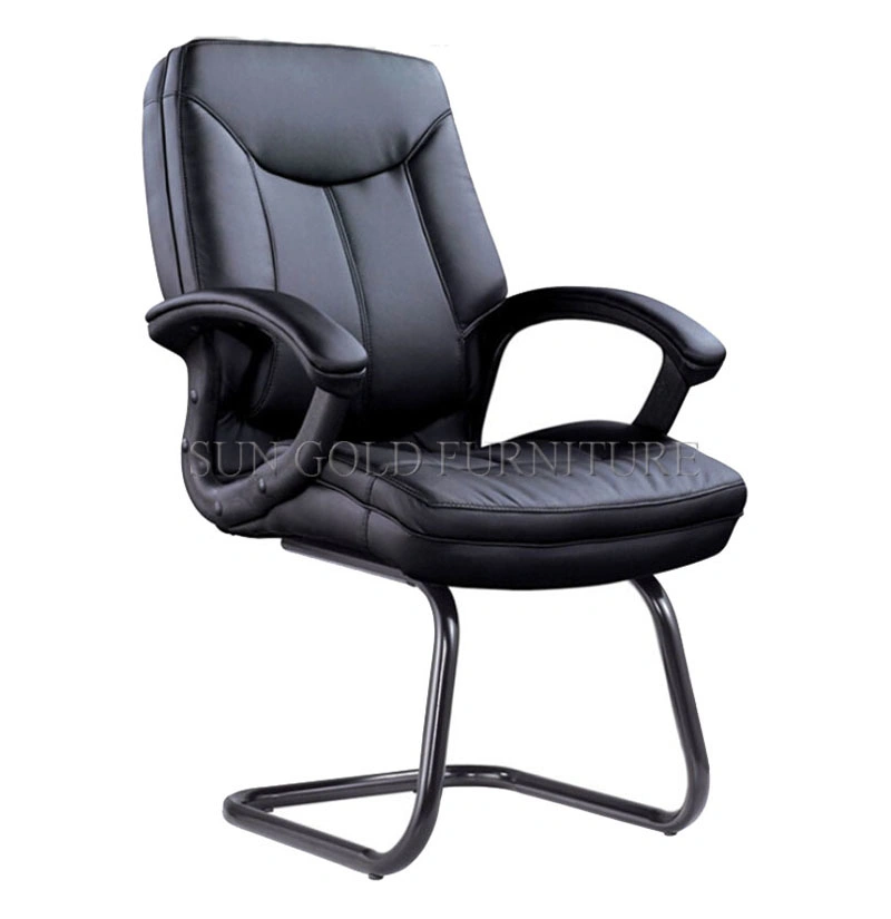 (SZ-OC137) Foshan Middle Back Fixed Armrest Swivel Director Black Leather Chair