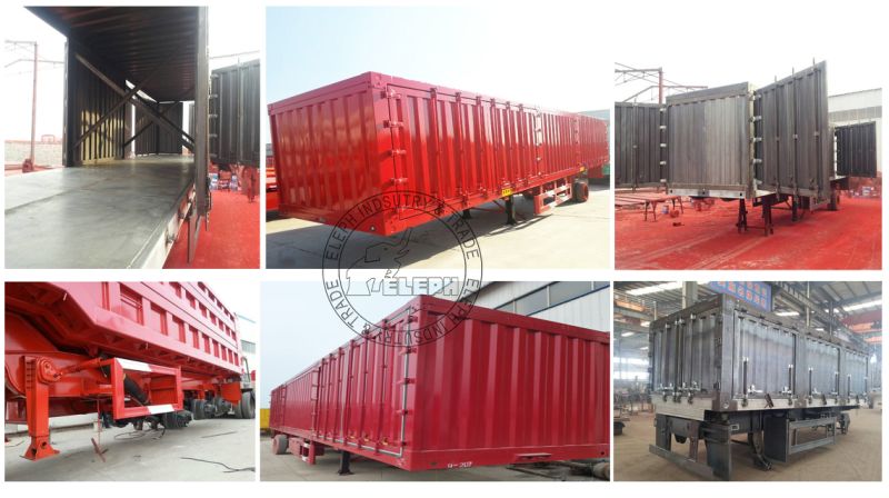 3 Axles Steel Aluminum Strong Box Side Curtain Truck Semi Trailer with Side Back Doors