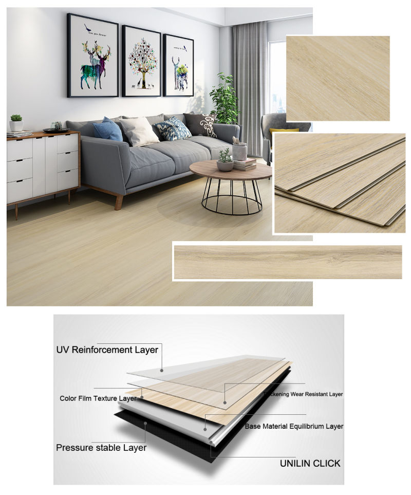 Non-Slip Easy Installation PVC Wood Floor Covering Click Viny Plastic Plank