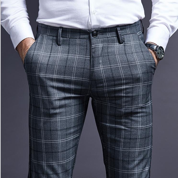 Men's Casual, Stylish, Breathable Suits, Plaid Trousers