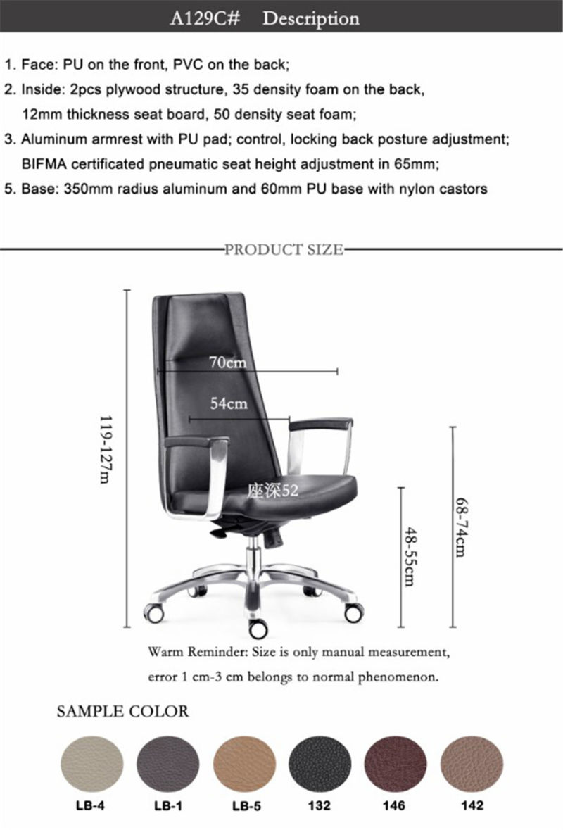 Computer Chair Swivel Ergonomic Boss Chair Reclining Office Leather Chair