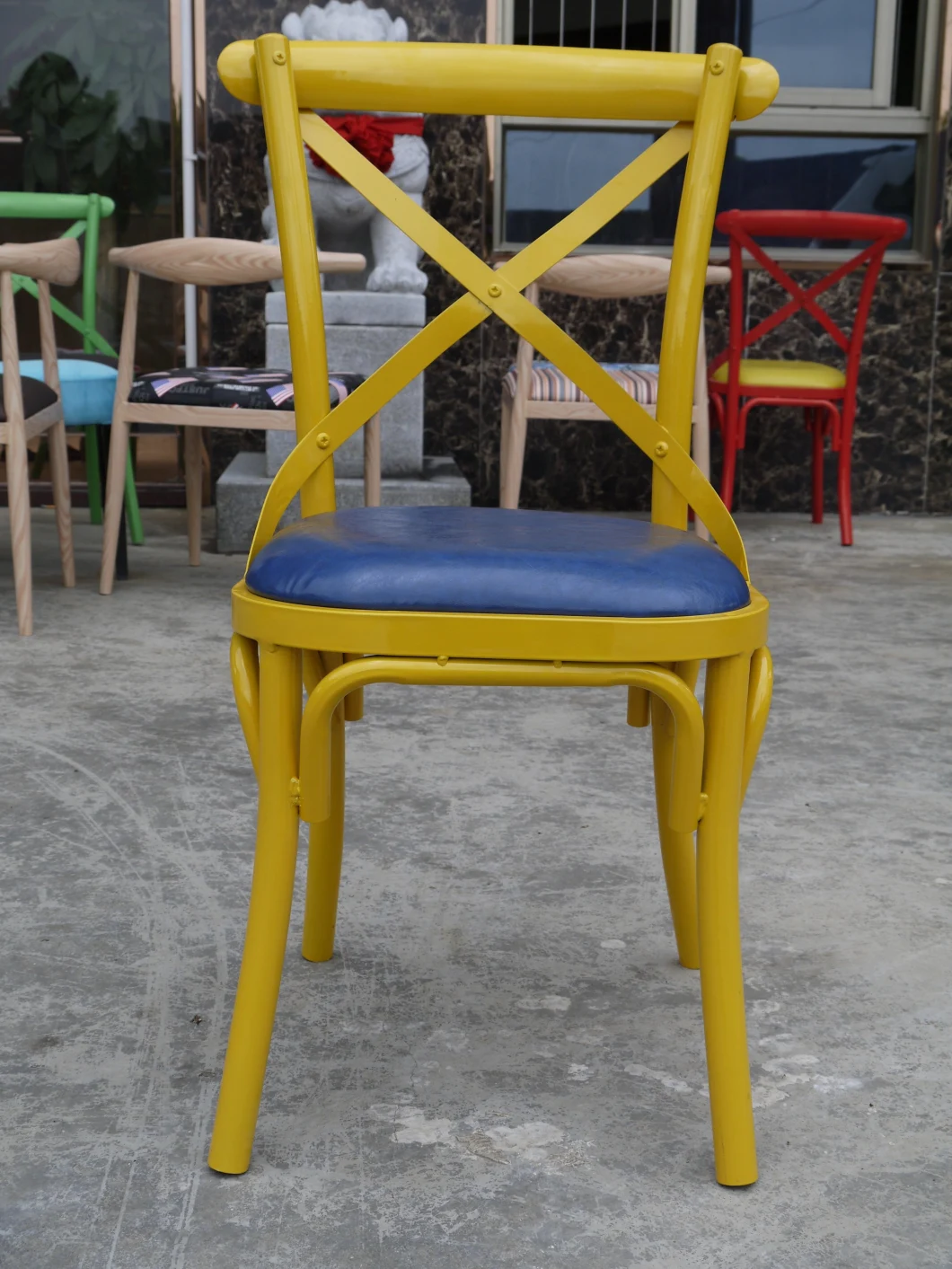 High Quality Commercial Hotel Furniture Metal Steel Cross Back Chair/X Back Banquet Chair