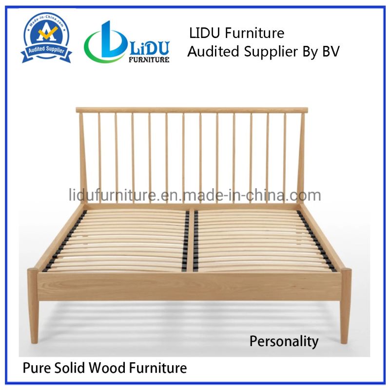 Solid Wood Bed Oak Bedroom Furniture Modern Bed Solid Oak Wood Bed