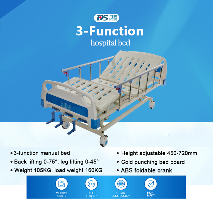 3 Function Electric Hospital Bed/Patient Bed/Fowler Bed/Nursing Bed/ICU Bed/Medical Bed with Mattress and I. V Pole
