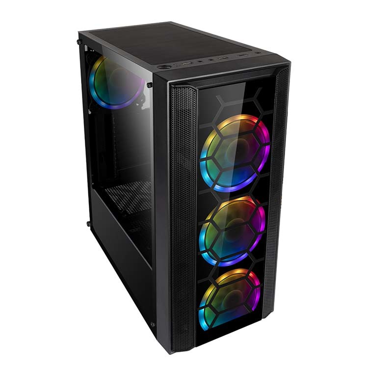 F07 Desktop PC Gabinete for Gaming with Acrylic Side Panel