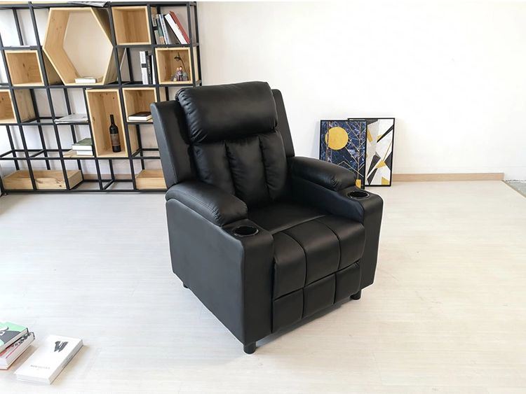Modern Style Functional Sofa Push Back Recliner PU Sofa with 2 Cupholders