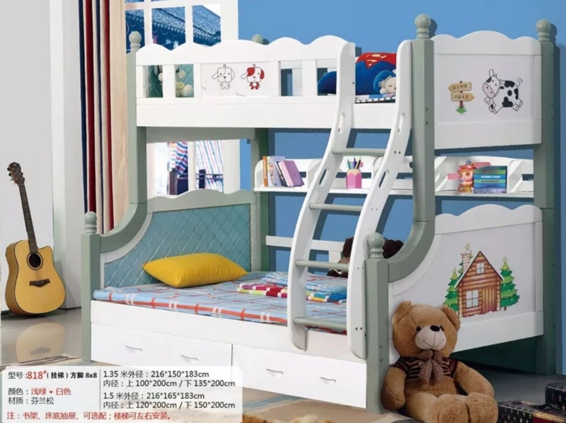 Eco-Friendly Material House Kids Children Bedroom Furniture Bunk Beds