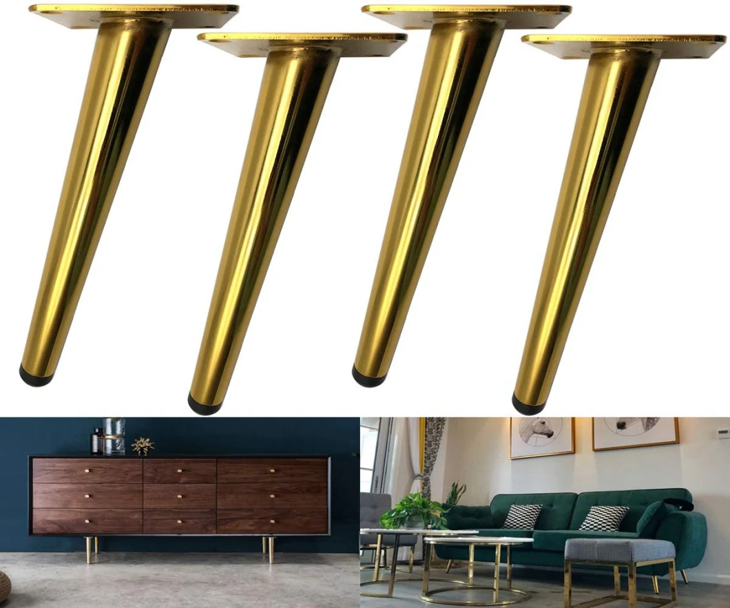 Round Furniture Feet Gold Sofa Legs for for Sofas, Couch, Bed, Coffee Table