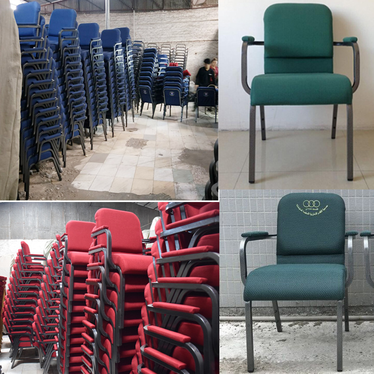 Stackable Metal Padded Armrest Church Chair for Wholesale