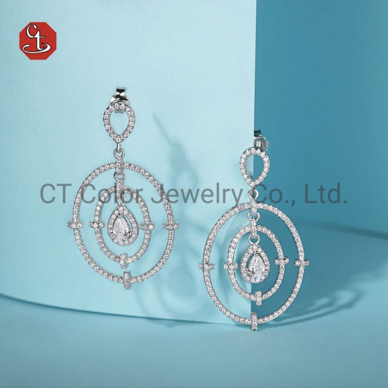 Fashion Jewelry 925 Sterling Silver with Blue Stone  Earring Jewelry