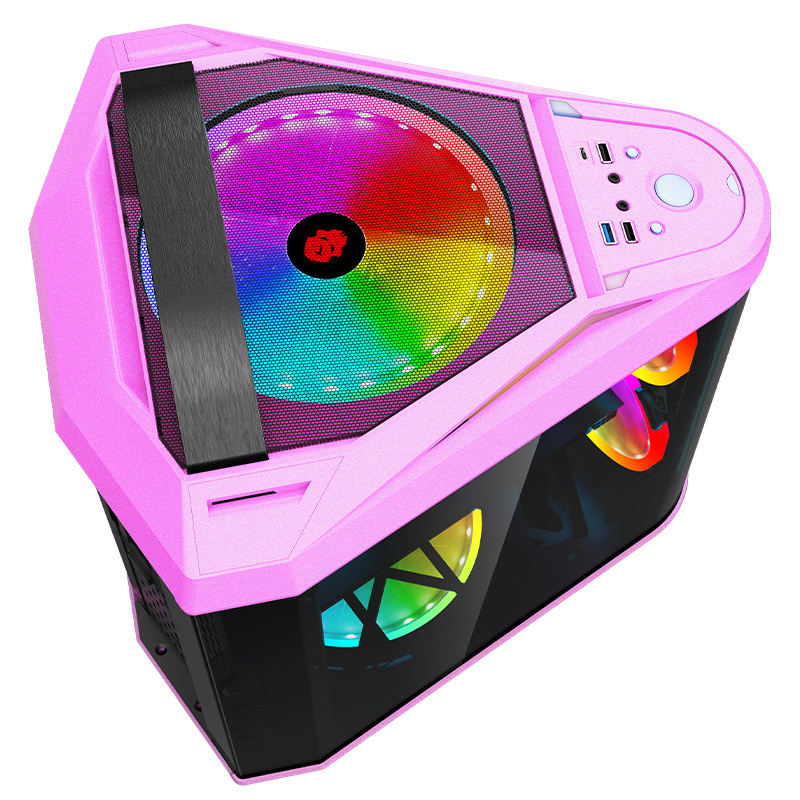 Pink Triangle RGB ATX Tower Computer Cases Gaming PC Desktop Case