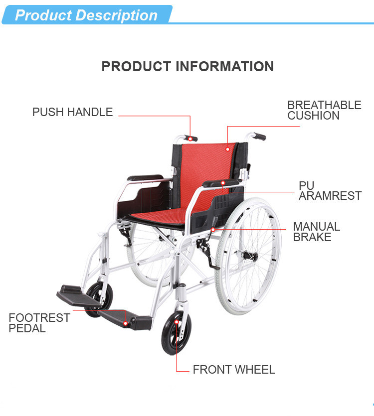Factory Direct Aluminium Manual Wheelchair Rehabilitation Therapy Wheel Chair