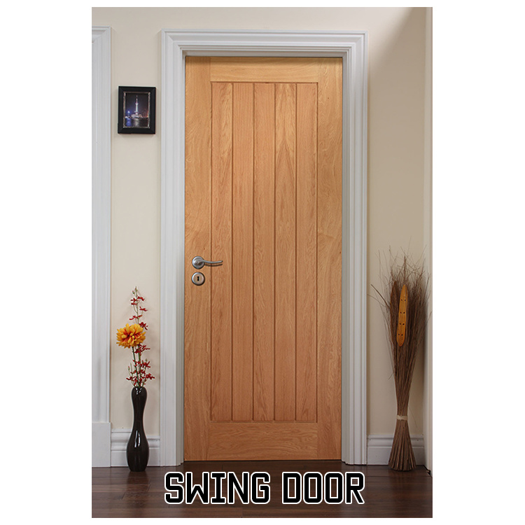 Golden Metal Strip Inlaid Solid Wooden Door for Bedroom