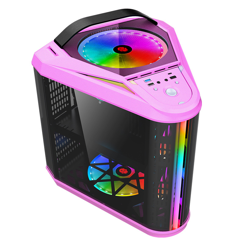 Pink Triangle RGB ATX Tower Computer Cases Gaming PC Desktop Case