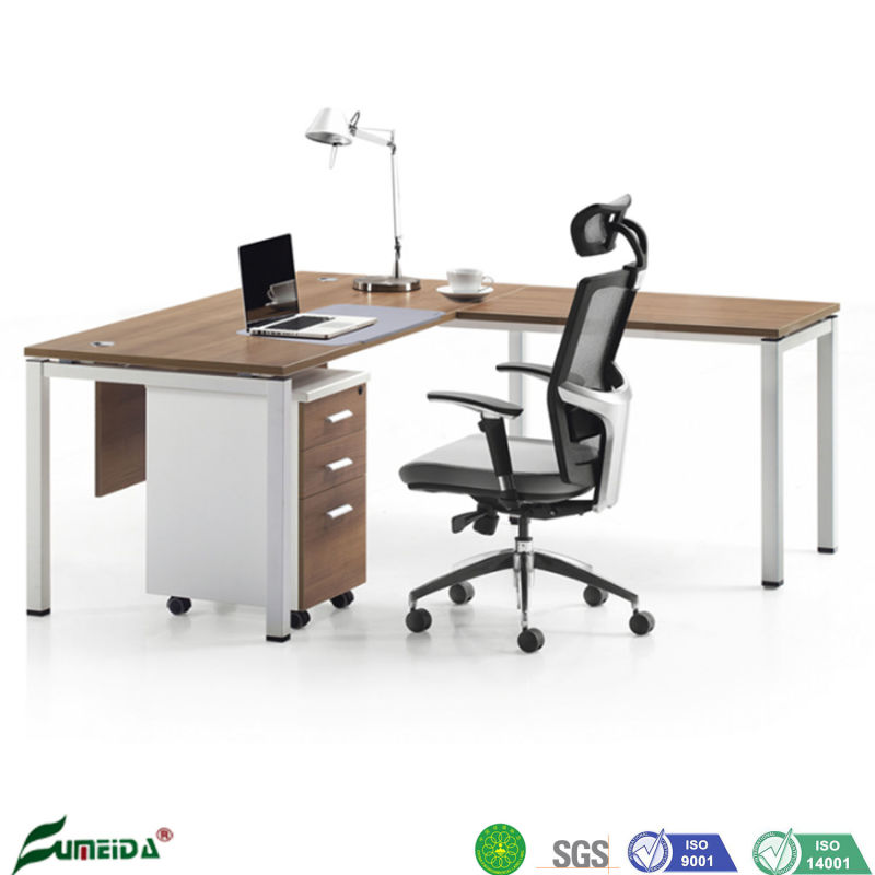 L Shaped Modern Office Executive Room Standing Tables for Boss