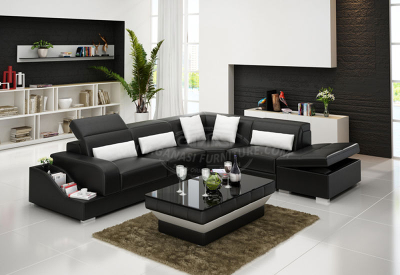 European Style Office Sectional Leather Corner Sofa with Simple Design