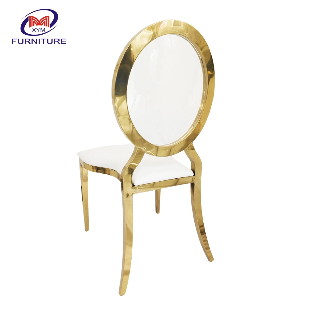 Wedding Furniture Stacking Transparent Round Back Stainless Steel Chair