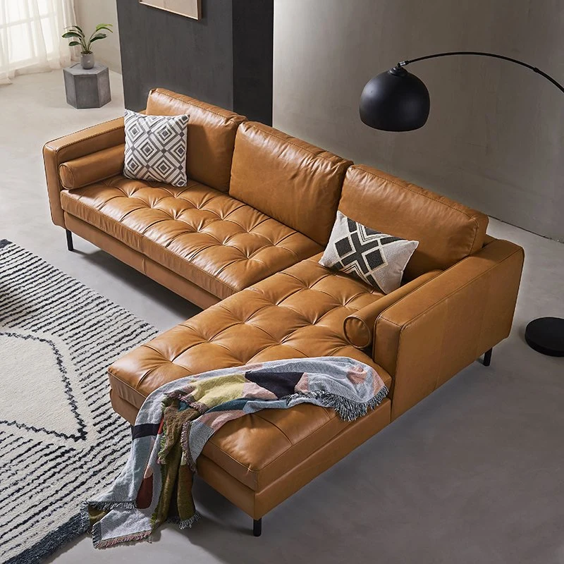 Nordic Leather Modern Simple Small Family Living Room Minimalist Leather Sofa Light Luxurious Style Leather Italian Leather Sofa