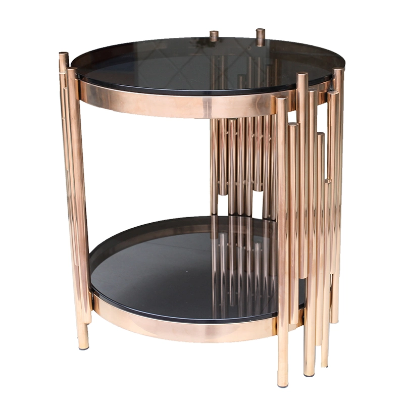 Round Stainless Steel Coffee Table Metal Home Furniture Side Table