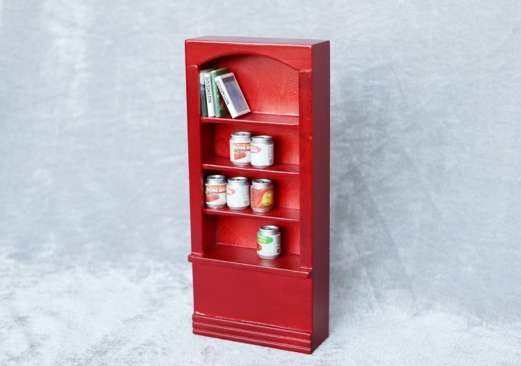 1: 12 Dollhouse Mini Furniture Accessories Mahogany Color Single Bookcase Bookshelf Display Cabinet