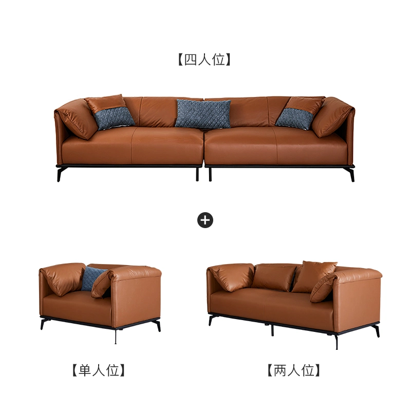 Designed Morden Leather Sofa Italian Style Simple L Shape Furniture Living Room Sofa