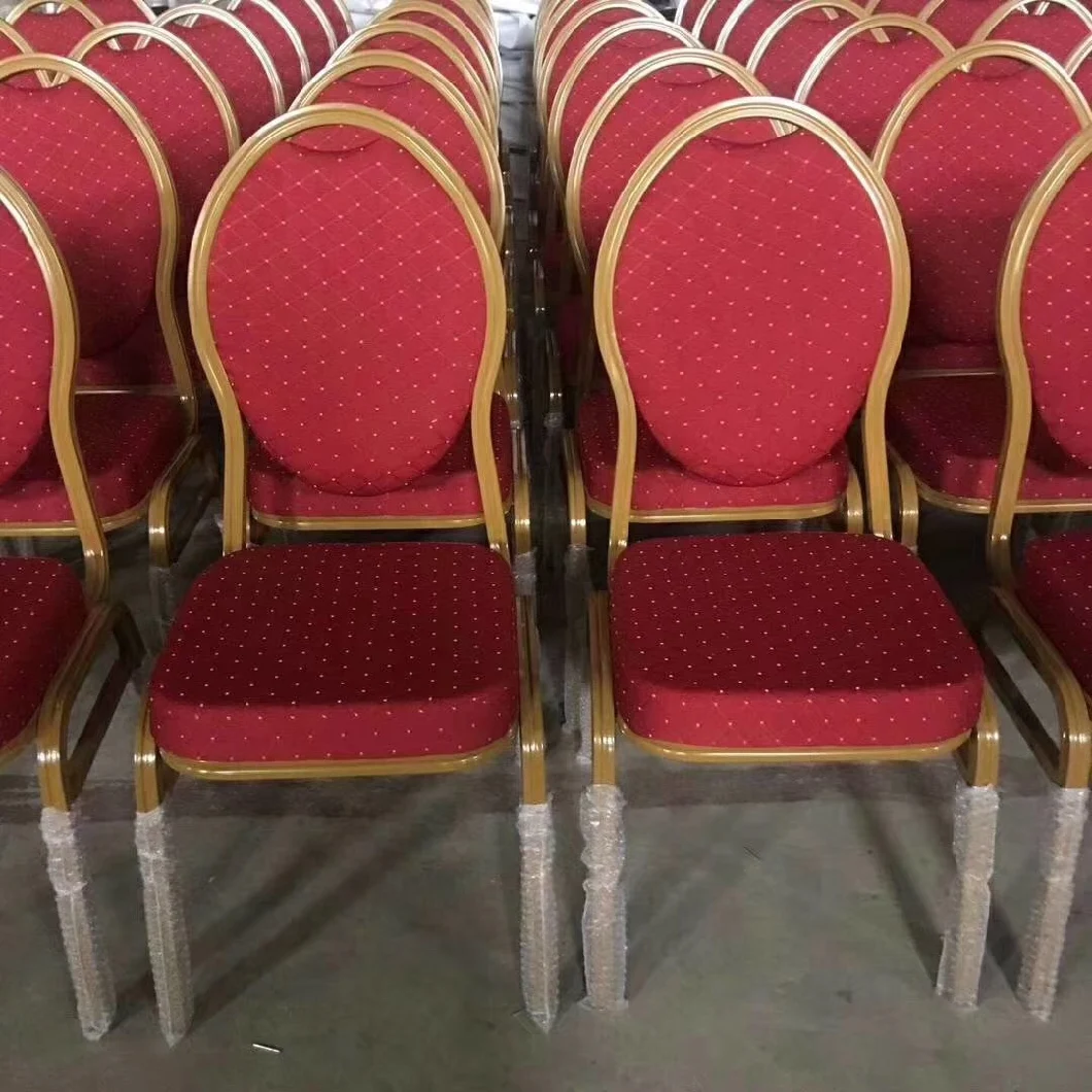 New Style Stackable Aluminium Chairs Hotel Lobby Metal Banquet Chairs with Round Back