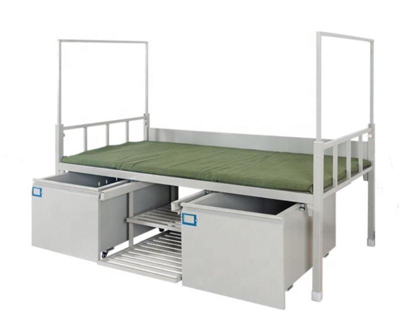 School Dormitory Storage Bed Steel Single Beds with Storage Drawer