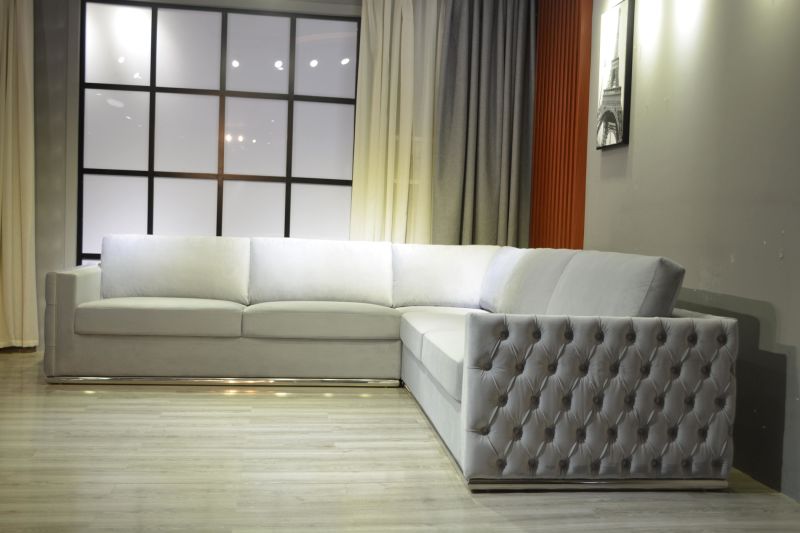 Tufted Sectional Sofa Middle Back Sofa Fabric Sofa Couch Bench Wood Frame Sofa Chinese Furniture