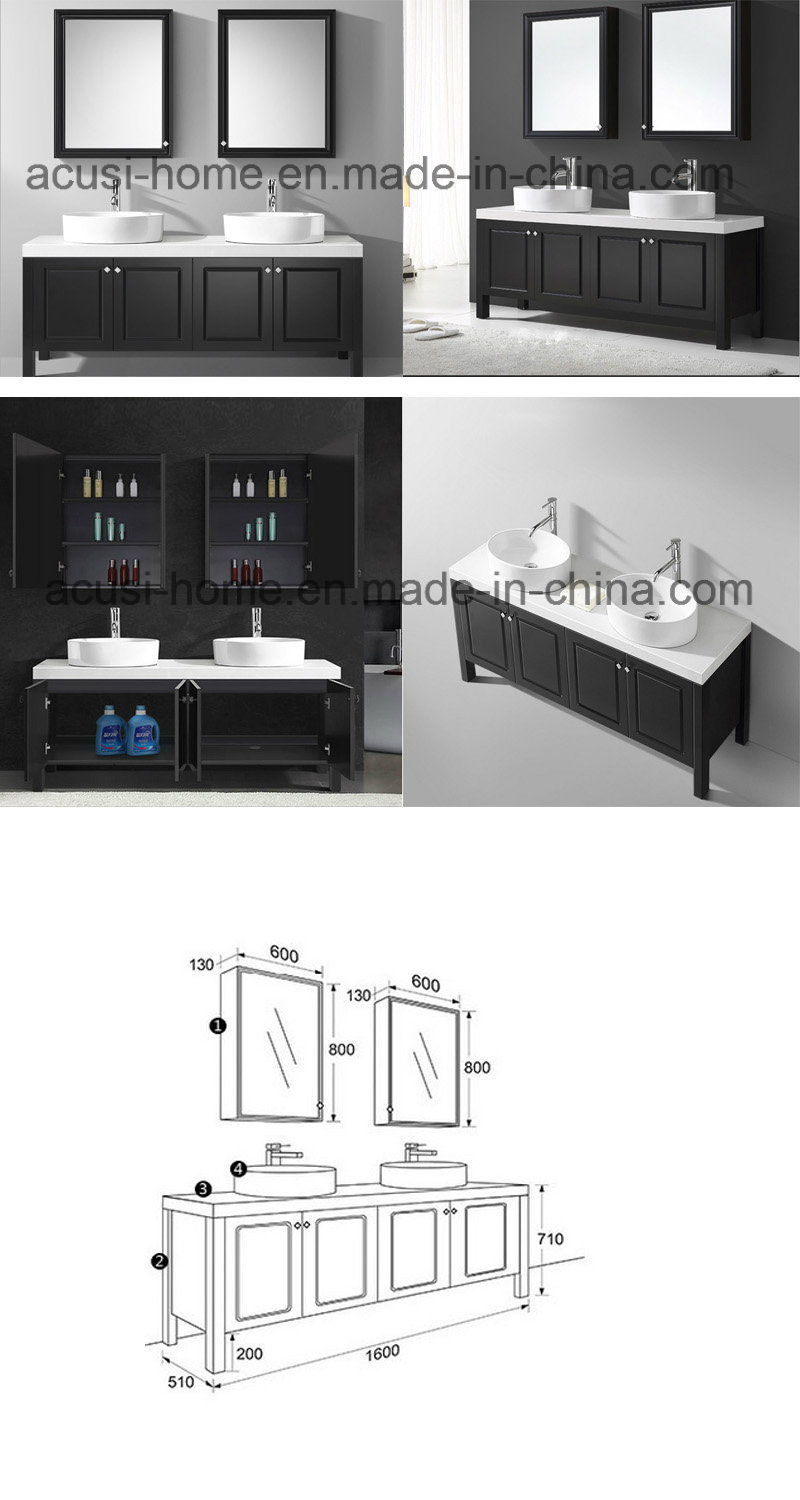 Modern Style Black Color Waterproof Solid Wood Bathroom Vanities (ACS1-W82)