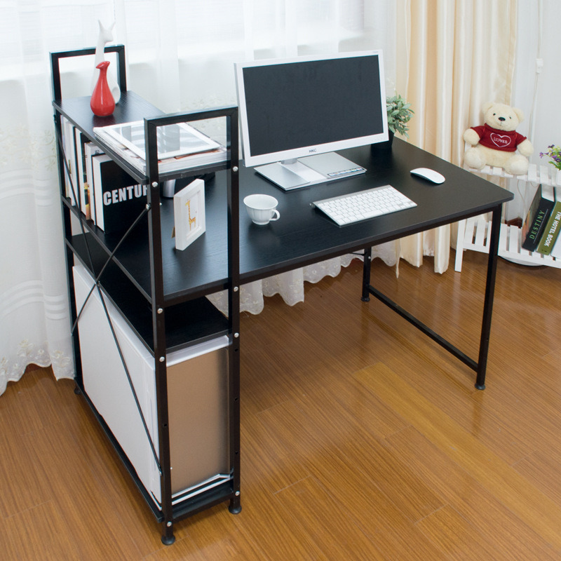 Home Bookshelf and Desk, Desktop Steel Computer Desk Creative Writing Desk Table with Bookshelf