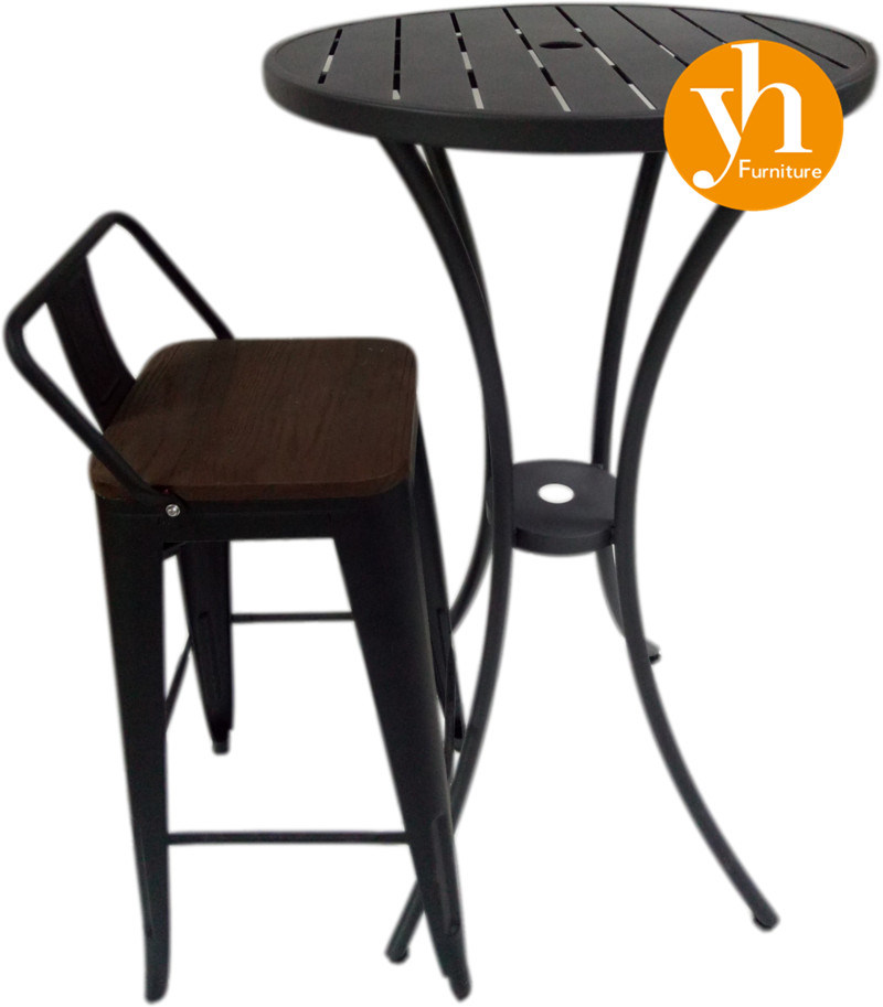 Commercial Furniture Bistro Restaurant Outdoor High Bar Chair Stools and Bar Table