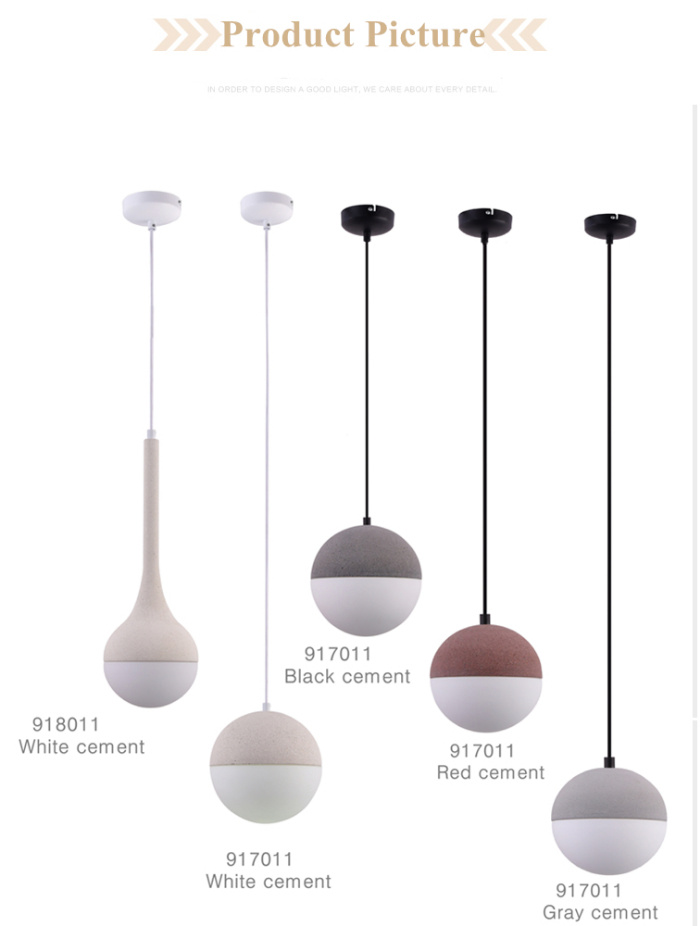 Cement Pendant Lamp, Cement Glass Pendant Light Modern Light for Bedroom