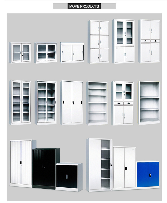 Office Equipment Glass Swing Door Metal Cupboard with Four Shelves