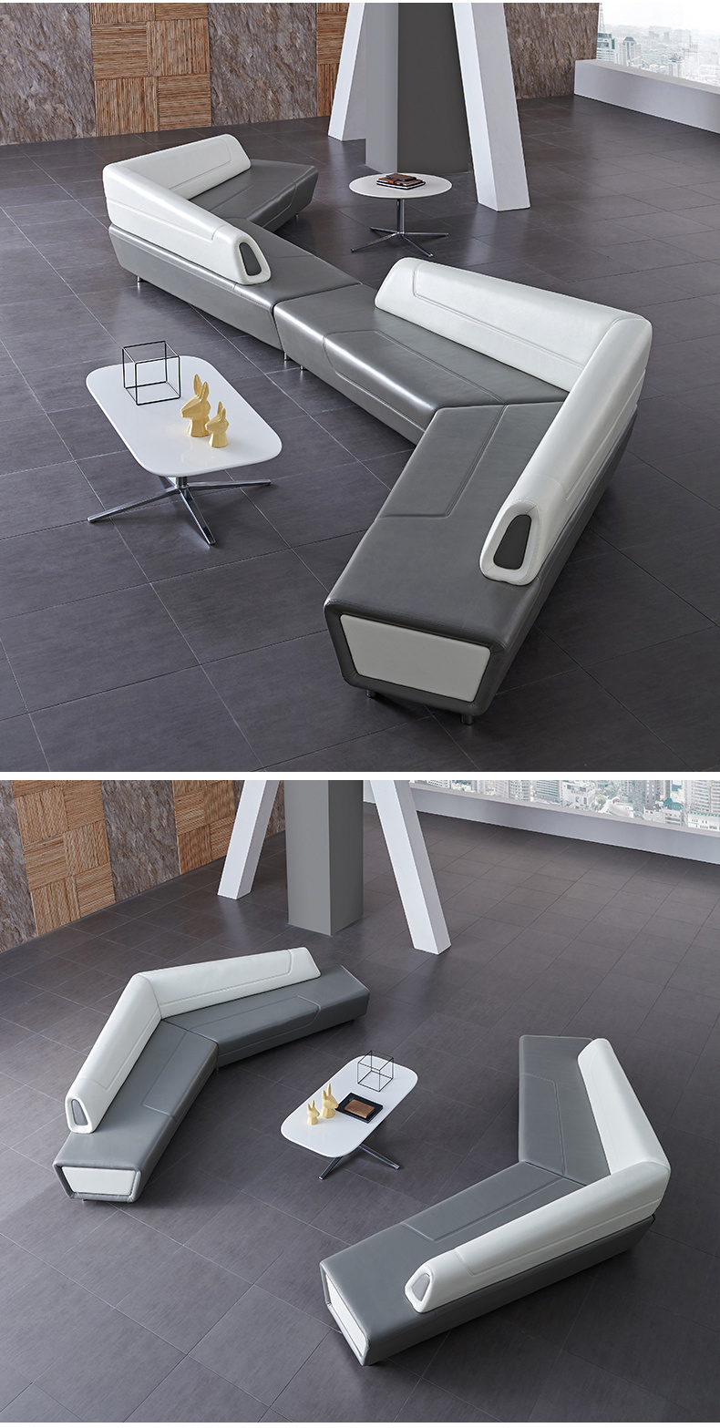 Modern Contemporary Italian Design Office Furniture Fabric L Shape Corner Sectional PU Sofa