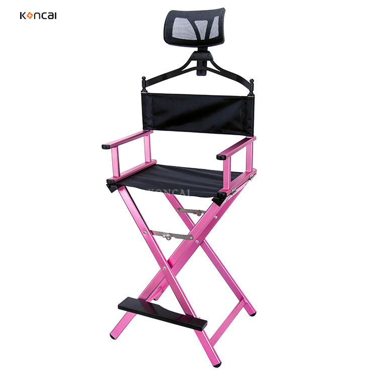 Custom Lightweight Pink Aluminum Chair Salon Barber Chair Folding Hair Styling Chair with Headrest