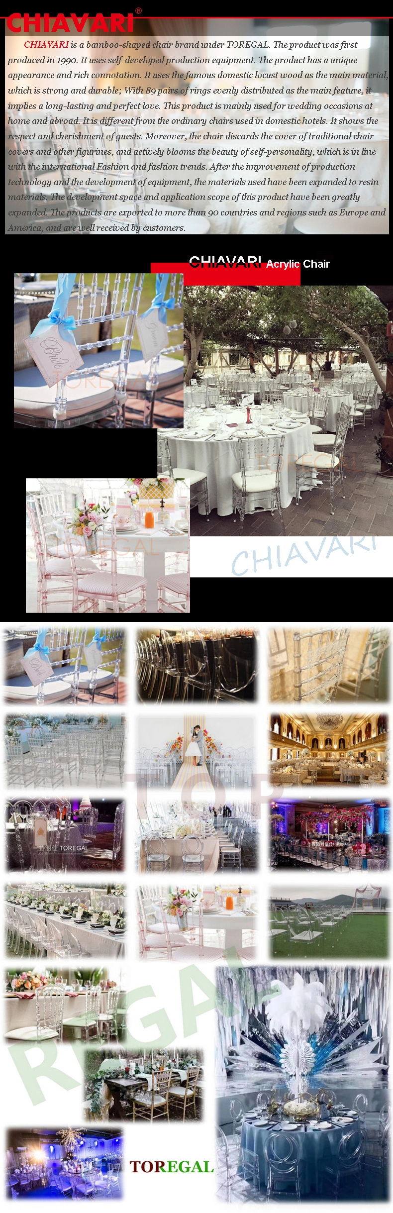 Transparent Clear Acrylic Resin Chiavari Chair Crystal Sillas Tiffany Chair for Wedding